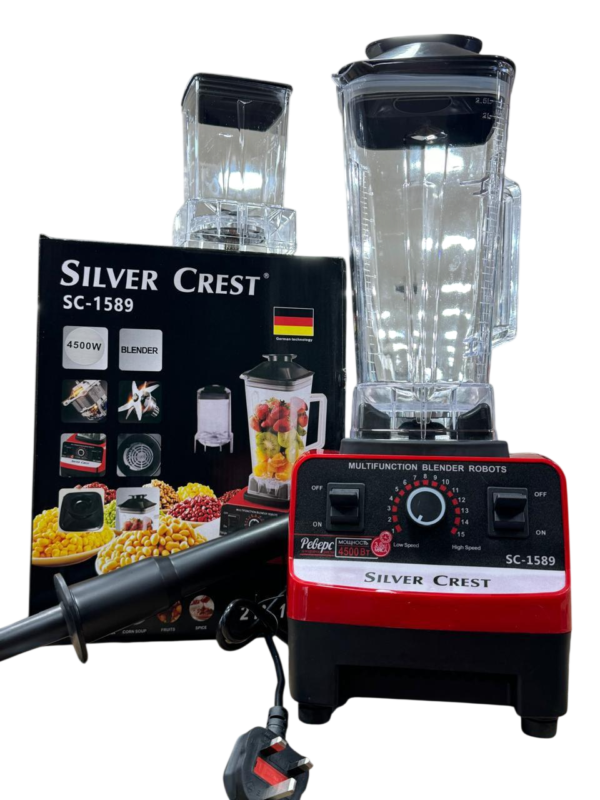 Silver Crest Commercial 2-in-1 Blender Heavy Duty High-Power Blender with Grinding Jar for Home and Business
